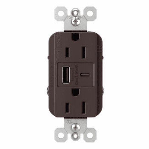 Legrand Radiant Ultra-Fast USB Type-A/C Outlet - Dark Bronze - R26USBAC6DBCCV4
