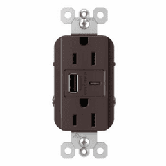 Legrand Radiant Ultra-Fast USB Type-A/C Outlet - Dark Bronze - R26USBAC6DBCCV4