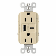 Legrand Radiant Ultra-Fast USB Type-A/C Outlet - Ivory - R26USBAC6I Legrand Radiant Ultra-Fast USB Type-A/C Outlet - Ivory - R26USBAC6I