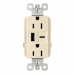 Legrand Radiant Ultra-Fast USB Type-A/C Outlet - Light Almond - R26USBAC6LA Legrand Radiant Ultra-Fast USB Type-A/C Outlet - Light Almond - R26USBAC6LA
