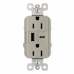 Legrand Radiant Ultra-Fast USB Type-A/C Outlet - Nickel - R26USBAC6NICCV4