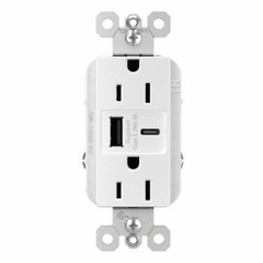 Legrand Radiant Ultra-Fast USB Type-A/C Outlet - White - R26USBAC6W