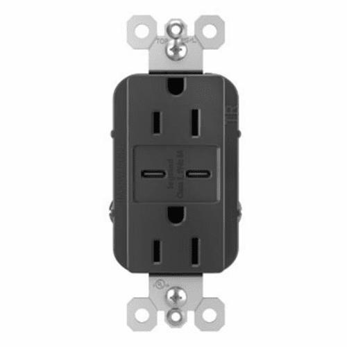 Legrand Radiant Ultra-Fast USB Type C/C Outlet - Black - R26USBCC6BK