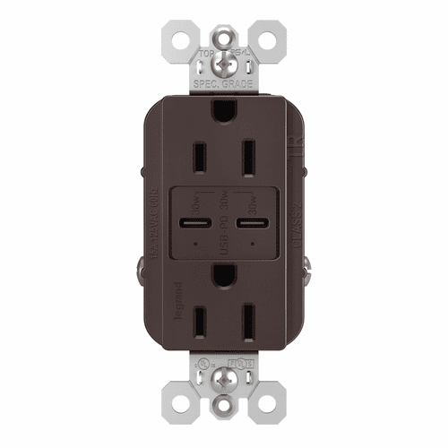 Legrand Radiant Ultra-Fast USB Type-C/C Outlet - Dark Bronze - R26USBPDDBCC6
