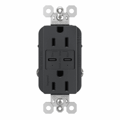 Legrand Radiant Ultra-Fast USB Type-C/C Outlet - Graphite - R26USBPDGCC6