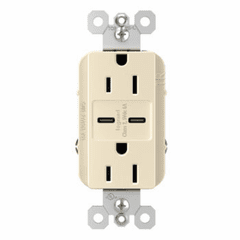 Legrand Radiant Ultra-Fast USB Type C/C Outlet - Light Almond - R26USBCC6LA