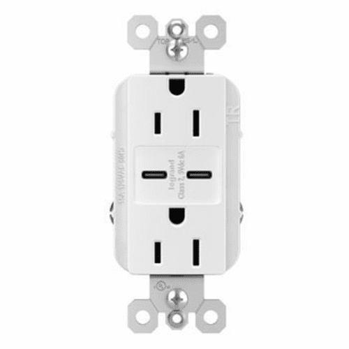 Legrand Radiant Ultra-Fast USB Type C/C Outlet - White - R26USBCC6W