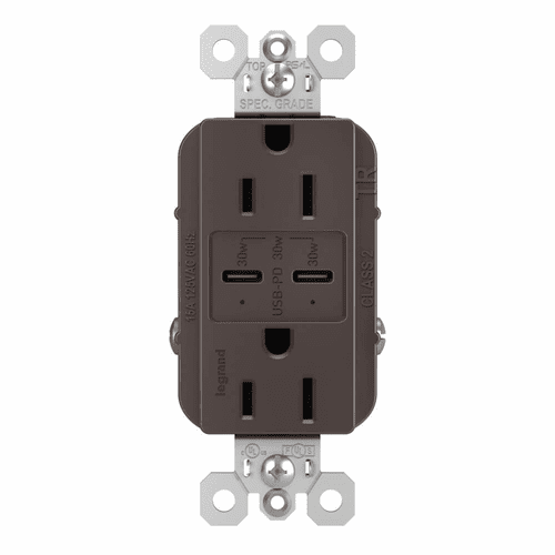 Legrand Radiant Ultra-Fast USB Type-C/C Outlet - White - R26USBPDWCC6