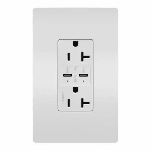 Legrand Radiant Ultra-Fast USB Type-C/C Outlet - White - TR20USBPDWCC6