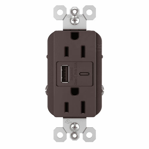 Legrand Radiant USB Type A/C Outlet - Dark Bronze - R26USBACDBCCV4