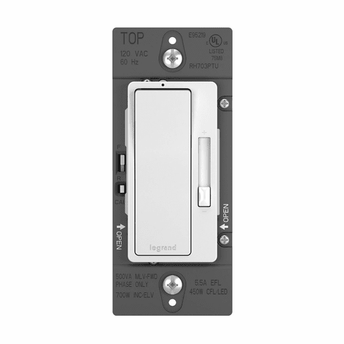 Legrand Tru-Universal 1P & 3-Way Paddle Radiant Dimmer - White - RH703PTUW