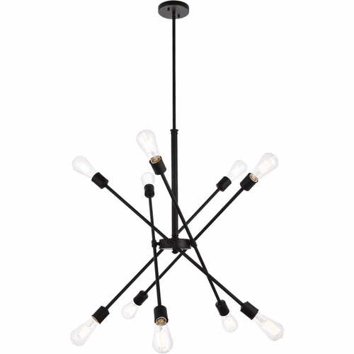 Living District Axel 10-LT Pendant With Hanging Rod - Black - LD8003D28BLA