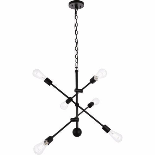 Living District Axel 6-LT Pendant With Chain - Black - LD8006D29BLA