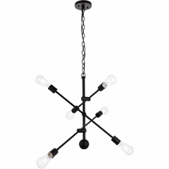 Living District Axel 6-LT Pendant With Chain - Black - LD8006D29BLA