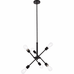 Living District Axel 6-LT Pendant With Hanging Rod - Black - LD8015D18BLA