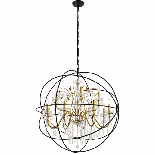 Living District Cordelia 12-LT Crystal Pendant - Black And Gold - LD8801D43GB