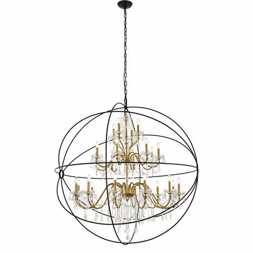 Living District Cordelia 24-LT Crystal Pendant - Black And Gold - LD8801D60GB