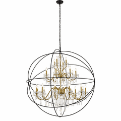 Living District Cordelia 24-LT Crystal Pendant - Black And Gold - LD8801D60GB