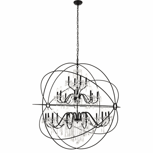 Living District Cordelia 24-LT Crystal Pendant - Black - LD8801D60BK