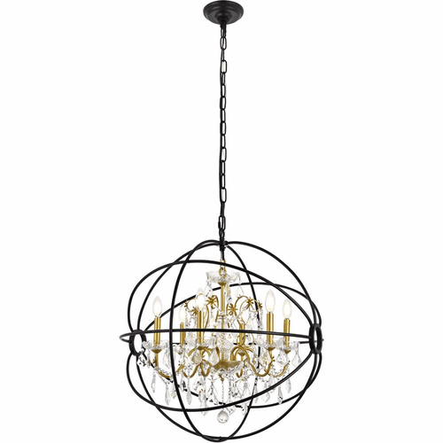 Living District Cordelia 6-LT Crystal Pendant - Black And Gold - LD8801D25GB