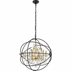 Living District Cordelia 6-LT Crystal Pendant - Black And Gold - LD8801D25GB