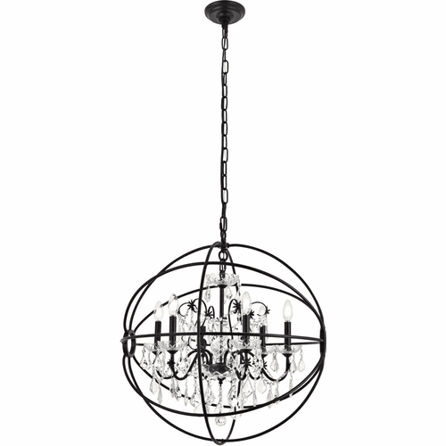 Living District Cordelia 6-LT Crystal Pendant - Black - LD8801D25BK
