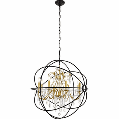 Living District Cordelia 8-LT Crystal Pendant - Black And Gold - LD8801D32GB