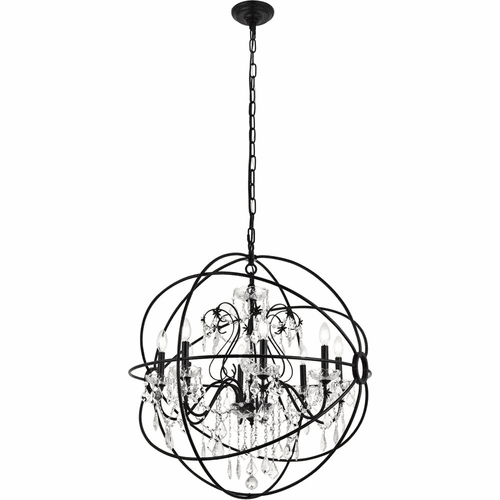 Living District Cordelia 8-LT Crystal Pendant - Black - LD8801D32BK