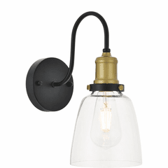 Living District Felicity  1-LT Wall Sconce - Brass/Black/Clear - LD4013W6BRB