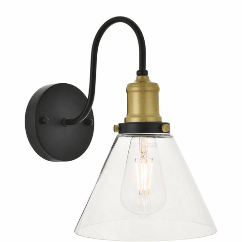 Living District Histoire  1-LT Wall Sconce - Brass/Black/Clear - LD4017W7BRB