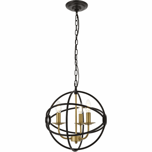 Living District Octavia  3-LT Pendant - Brass And Dark Brown - LD4006D14BRD