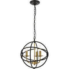 Living District Octavia  3-LT Pendant - Brass And Dark Brown - LD4006D14BRD