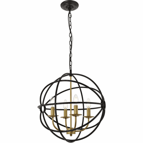 Living District Octavia  4-LT Pendant - Brass And Dark Brown - LD4006D18BRD