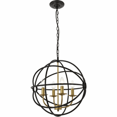 Living District Octavia  4-LT Pendant - Brass And Dark Brown - LD4006D18BRD