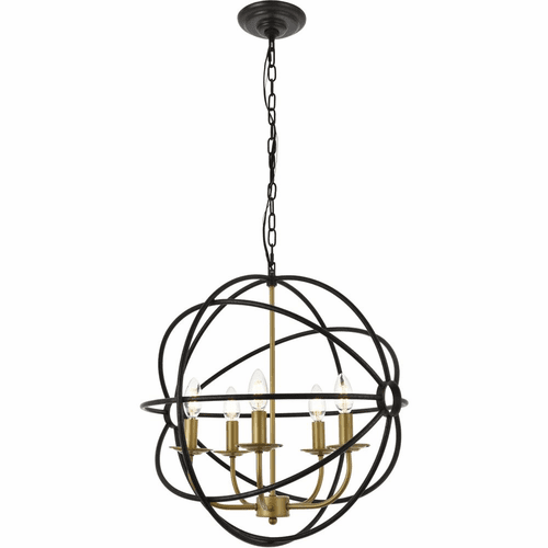 Living District Octavia  5-LT Pendant - Brass And Dark Brown - LD4006D20BRD