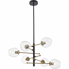 Living District Paragon  6-LT Pendant - Matte Black/Brass/Clear - LD5053D32BRB