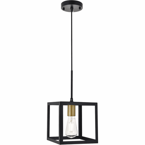 Living District Resolute  1-LT Pendant - Brass And Black - LD4063D8BRB