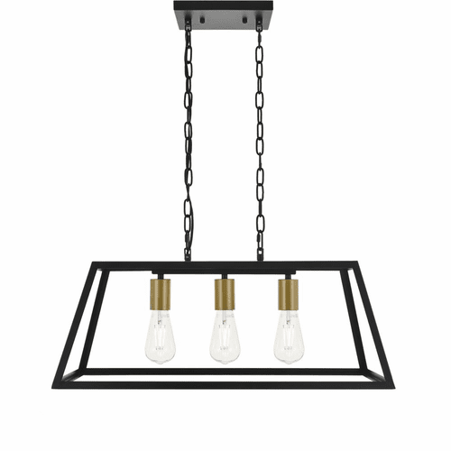 Living District Resolute  3-LT Pendant - Brass And Black - LD4061D25BRB