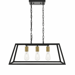 Living District Resolute  3-LT Pendant - Brass And Black - LD4061D25BRB