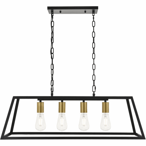 Living District Resolute  4-LT Pendant - Brass And Black - LD4061D32BRB