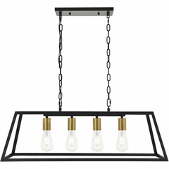 Living District Resolute  4-LT Pendant - Brass And Black - LD4061D32BRB
