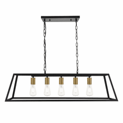 Living District Resolute  5-LT Pendant - Brass And Black - LD4061D38BRB