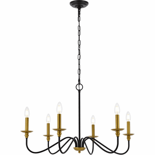 Living District Rohan  30" Chandelier - Brass And Black - LD5056D30BRB