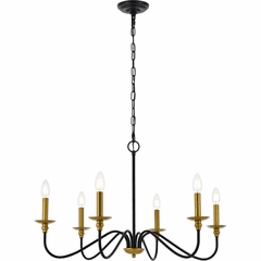 Living District Rohan  30" Chandelier - Brass And Black - LD5056D30BRB