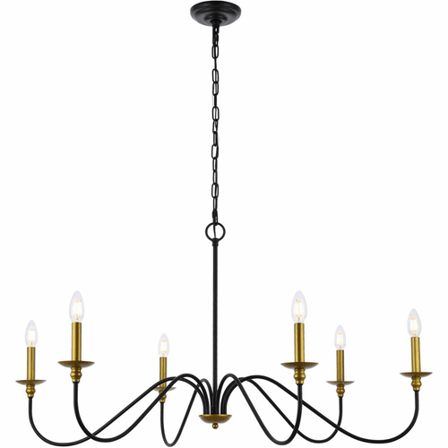 Living District Rohan  42" Chandelier - Brass And Black - LD5056D42BRB