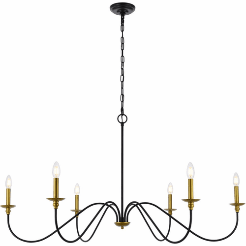 Living District Rohan  48" Chandelier - Brass And Black - LD5056D48BRB
