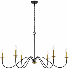 Living District Rohan  48" Chandelier - Brass And Black - LD5056D48BRB