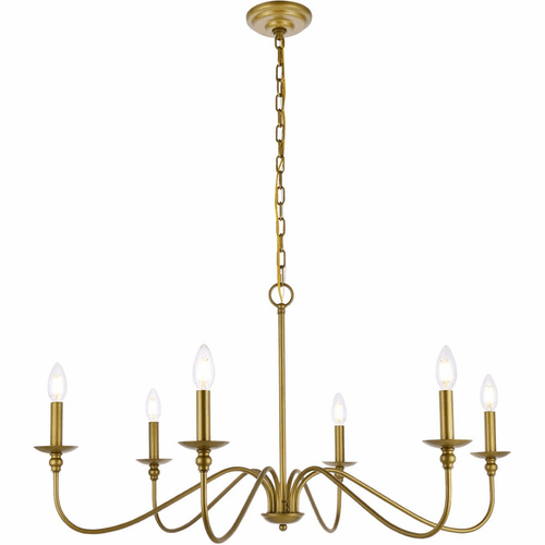Living District Rohan  6-LT Chandelier - Brass - LD5006D36BR