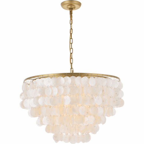 Living District Selene 6-LT Pendant - Brass And White - LD5050D24BR
