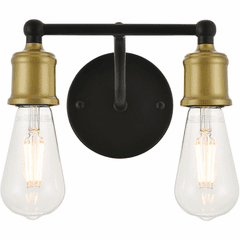 Living District Serif  2-LT Wall Sconce - Brass And Black - LD4028W9BRB